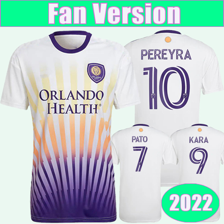 

2022 Orlando City SC Mens Soccer Jerseys KARA PEREYRA RUAN JANSSON PATO F. TORRES PEREAAway White Football Shirt Uniforms, Qm8129 2022 away ml patch
