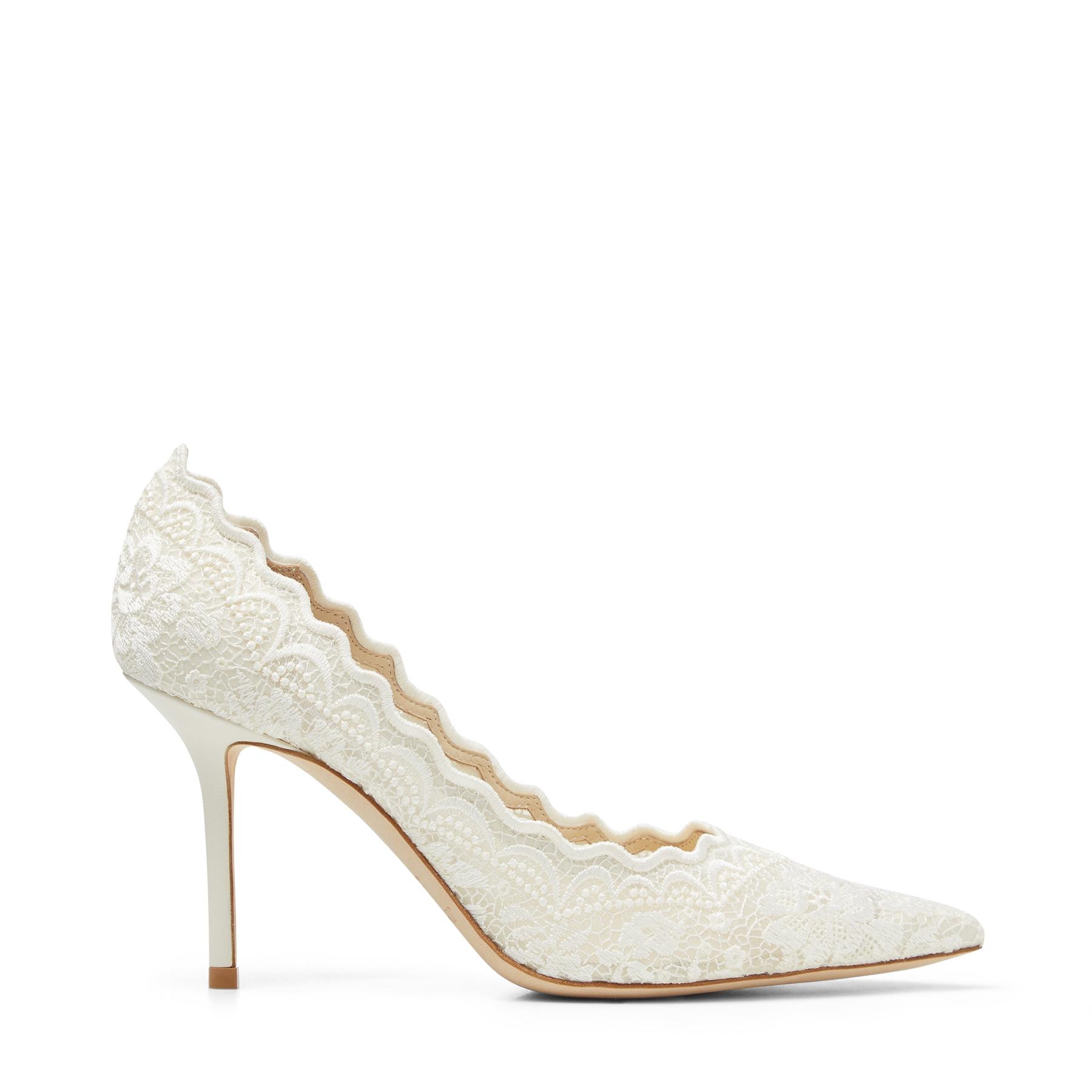 

Fashion Women's Shoes Bing100 High Heels Ivory Embroidery Lace Tip Love 85