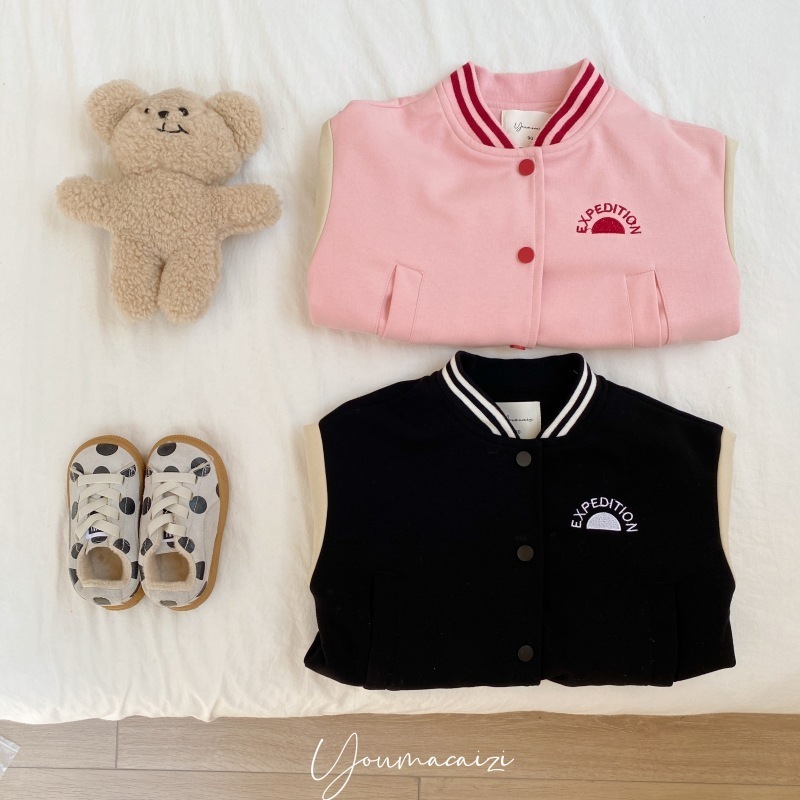 

Jackets Autumn Boys Girls Korean Embroidered Baseball Uniform Jacket Children s Coat 221010, Black