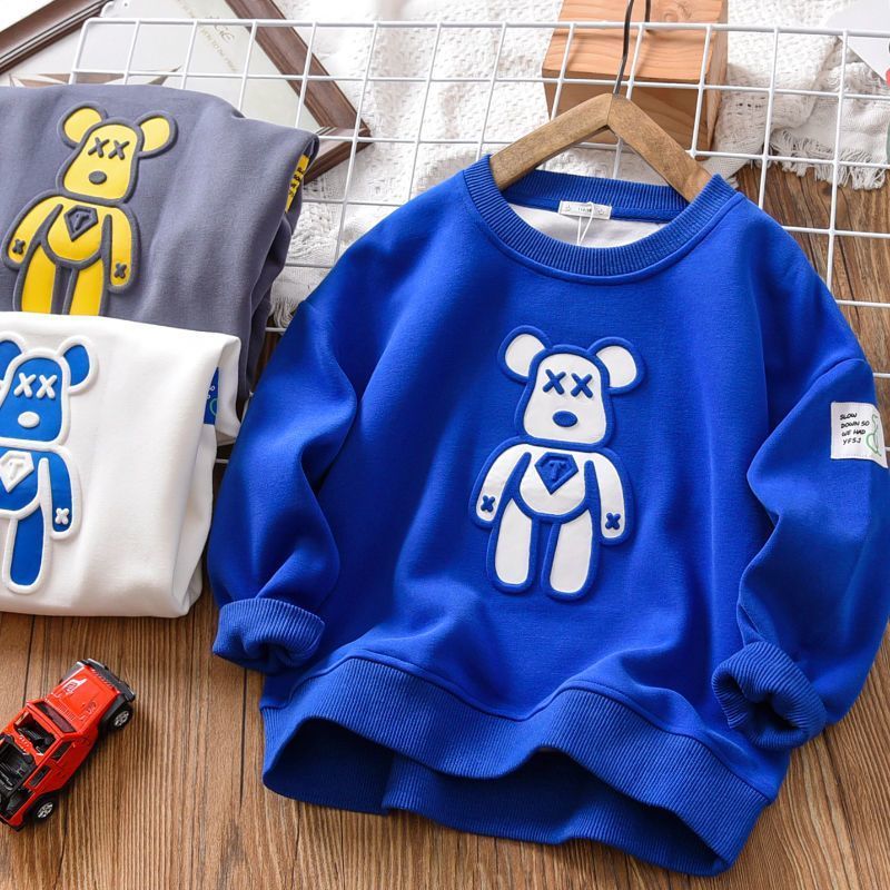 

Pullover Boy s Hoody Spring and Autumn Cartoon Western Style Children s Long Sleeve Bottoming Shirt 221010, White