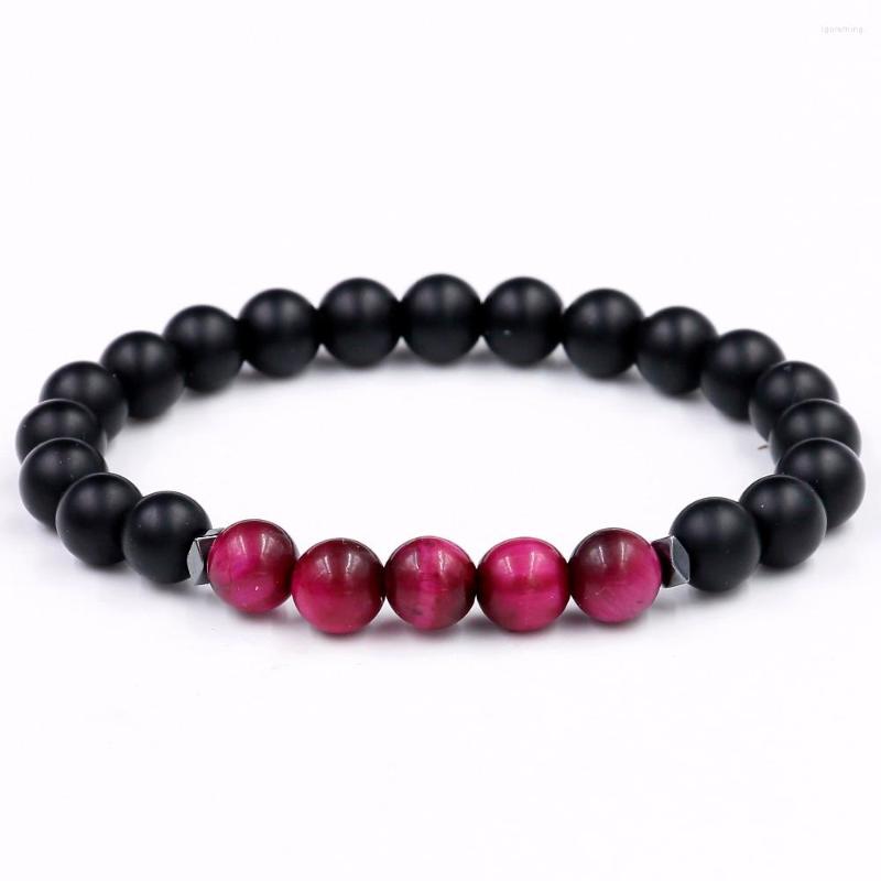 

Strand Fashion Classical Matte Black Stone Bracelet Men Rose Tiger's Eye Beads Bracelets For Jewelry Women Lover's Gift