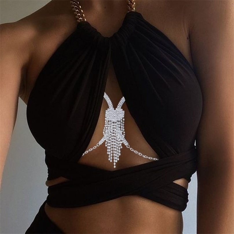 

Other Sexy Heart Tassel Chest Bracket Bras Chain Body Jewelry For Women Body Chain Necklace Harness Bikini Beach Festival 221008