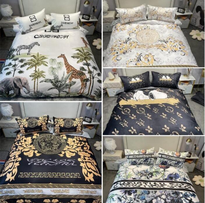 

Autumn Designer Bed Comforters Sets Bedding Set Tencel Duvet Sheet Beddings Sets 4Pcs Quilt Covers HT, As shown