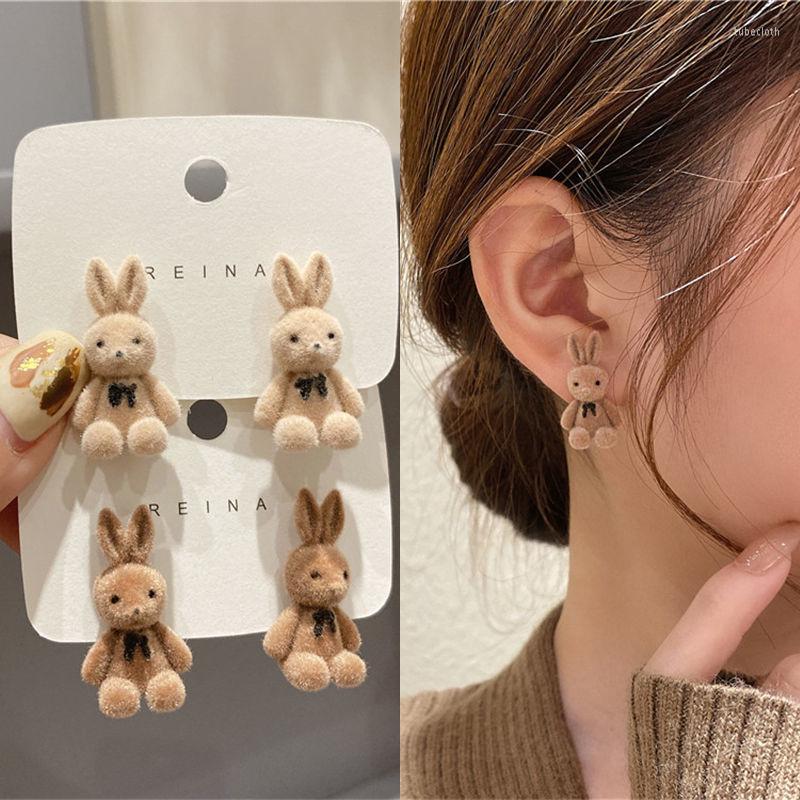 

Stud Earrings Fashion Exquisite Flocking Ladies Temperament Cute Cartoon Animal Girl Party Jewelry Gifts