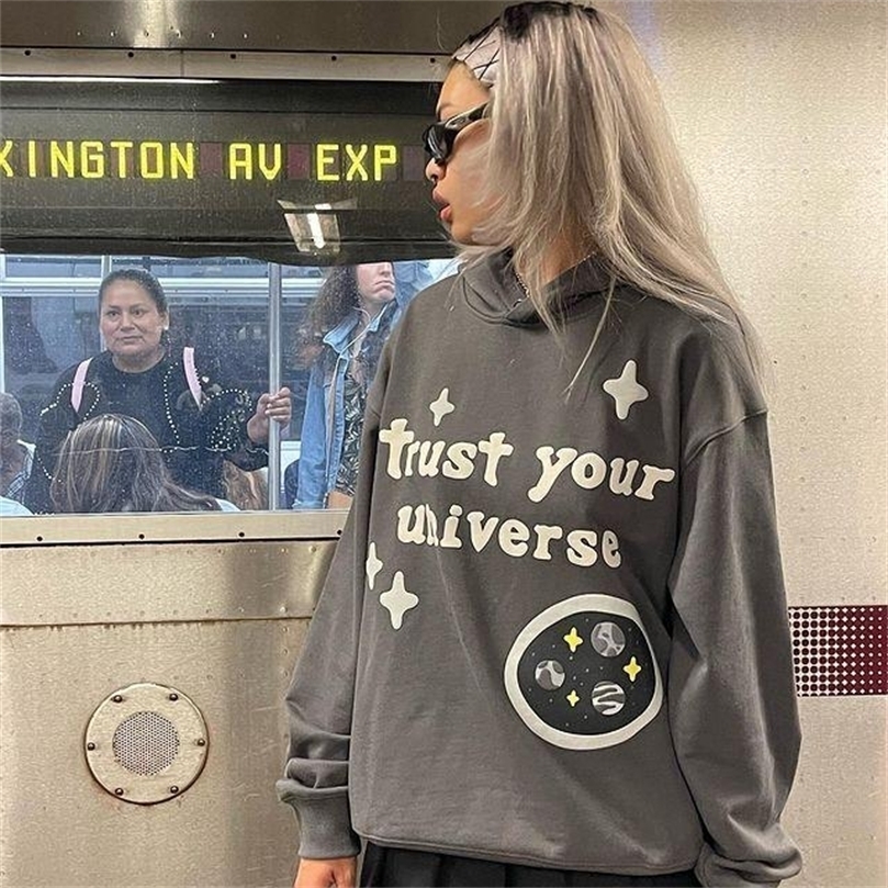 

Womens Hoodies Sweatshirts American Retro Print Y2K Harajuku Street Loose Hooded Sweater Loose Autumn Trend oversized sweatshirt Couple Jacket 221010