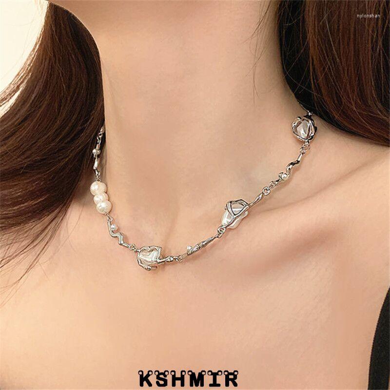 

Choker Pearl Irregular Stitching Necklace Female Light Luxury Delicate Design Sense Of Senior Accessories Personality Clavicle Chain