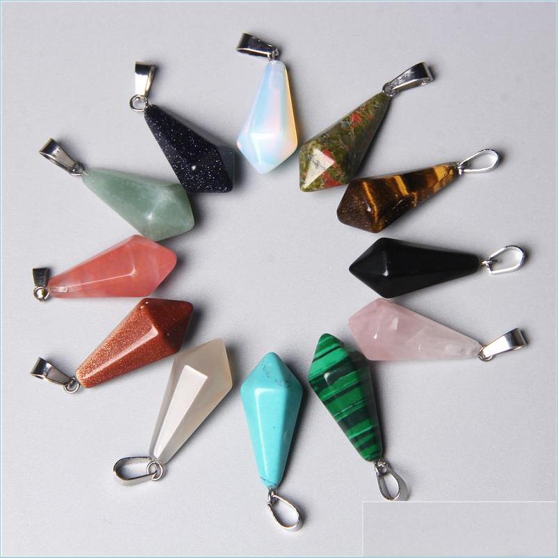 

Charms Natural Stone Pendant Rose Quartzs Red Agates Charms Polygonal Rhombus Shape Pendants For Making Diy Jewelry Necklace Size 12X Dhkqg