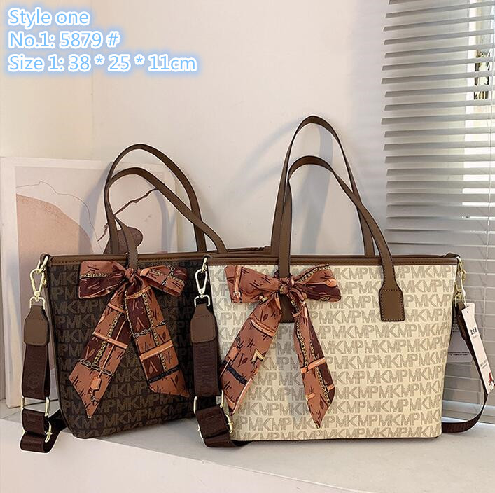 

Wholesale factory ladies shoulder bags 2 styles outdoor shopping leisure printed handbag elegant atmosphere ribbon tote bag sweet bow western style backpack, Brown-3718#-style 2