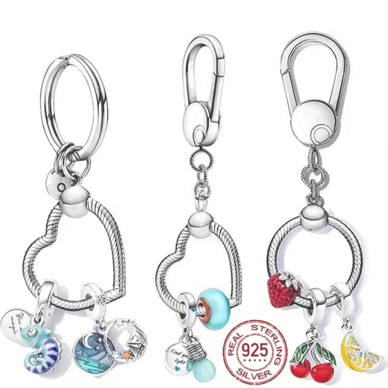 

925 Sterling Silver Dangle Charm Women Beads High Quality Jewelry Gift Wholesale Moments Bag Pendant Keyring Set Bead Fit Pandora Bracelet DIY