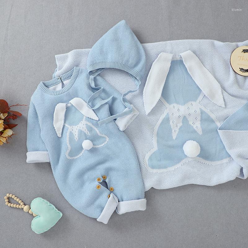 

Clothing Sets Baby Set Cotton Knitted Born Girls Boy Jumpsuit Outfits 3D Rabbits Pom Toddler Infant Romper Blanket Plaid, 82w802-45