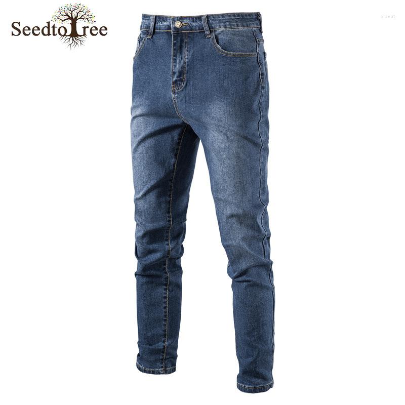 

Men's Jeans Men's Casual Straight Denim Trousers Solid Color Pencil Pants, Black