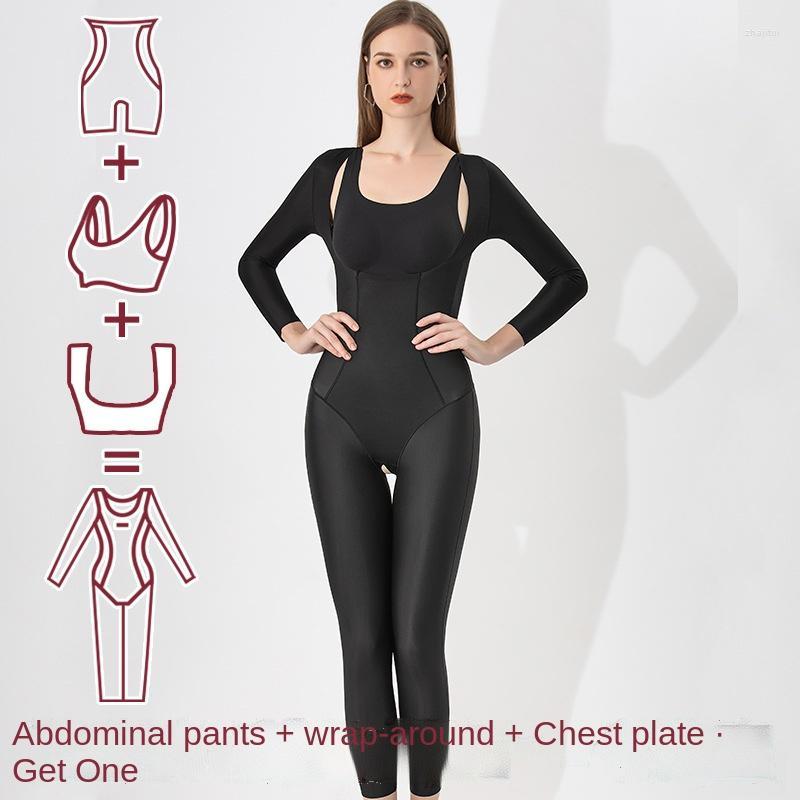 

Women's Shapers Women's Warm Body Shaping Bodysuit Woman Long-sleeved Trousers Abdomen Hip Underwear With Breast Lift And Weight Loss, Black