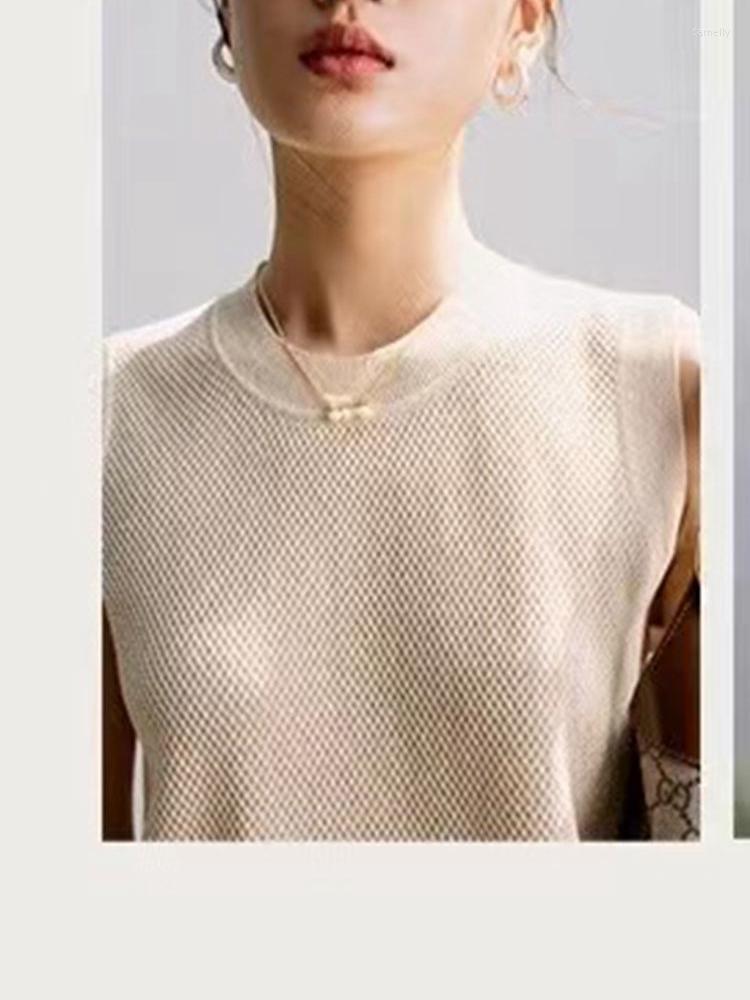 

Women' Sweaters Women Pullovers 2022 Fashion Waffle Gold Thread Vest, Oatmeal