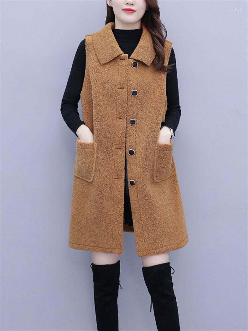 

Women's Vests Thickened Woolen Mid-Length Fur Vest 2022 Autumn And Winter Large Size Women's Jacket Sleeveless Waistcoat Outerwear M1912, As show
