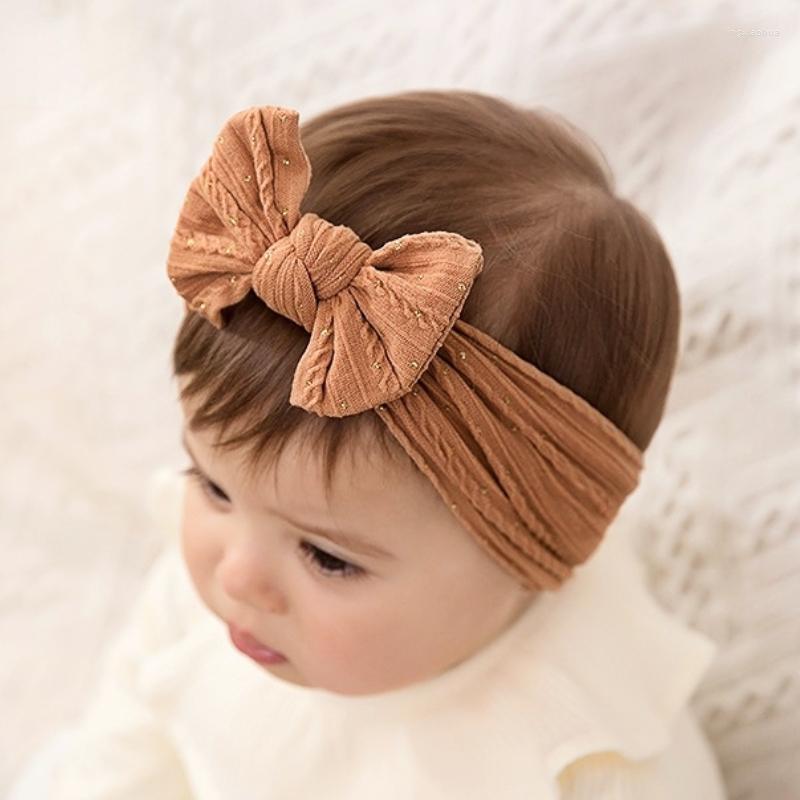 

Hair Accessories Cute Twist Children's Hairband Soft Bow Headwear For Kids Elastic Nylon Bronzing Jacquard Bows Baby Band, 24