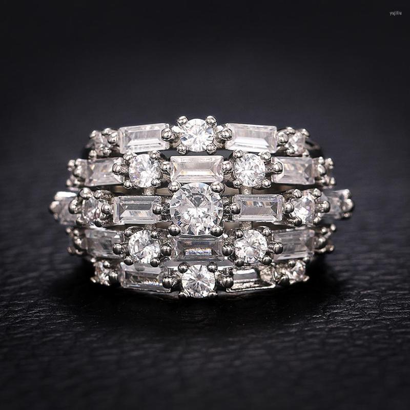 

Wedding Rings Huitan Luxury Women's Wide With Cubic Zirconia Bling Fashion Female Party 2022 Arrival Jewelry