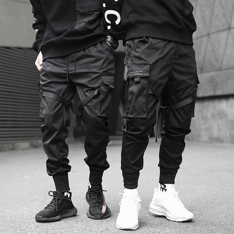 

Men's Pants Ribbons Men Sweatpants Men's Cargo Pants Streetwear Hip Hop Casual Solid Color Harem Pants Chinese Size XS3XL 221010, Black