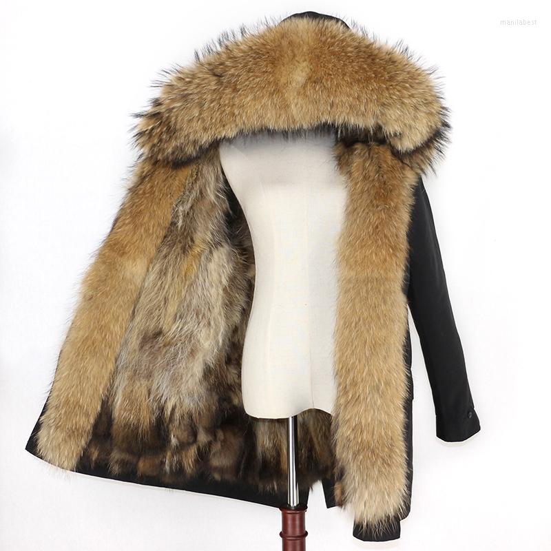 

Women' Fur Winter Jacket Women 2022 Real Coat Natural Raccoon Hood Liner Long Parka Waterproof Outerwear Detachable Brand, Green grey grey