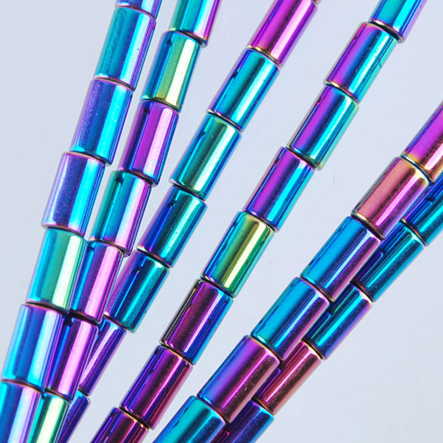 

WOJIAER Non-Magnetic Materials Hematite Stone Round Tube Beads 3x5mm For DIY Jewelry Making Necklace Bracelet Accessories BL319