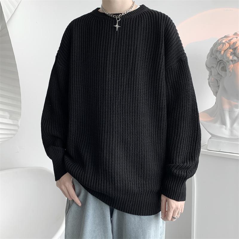 

Men's Sweaters Pullovers Men Long Sleeve Winter Thicker Warm Teens Baggy Ins Knitwear Sweater Clothing Kpop Stylish Hipsters All-match, Black