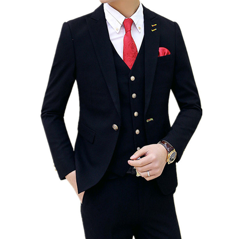 

Men's Suits Blazers Men's Fashion Slim Wedding Dress Three Piece Suits Male Single Button Solid Color Suit Stes Jacket Coat Blazerpantsvest 221008, Khaki
