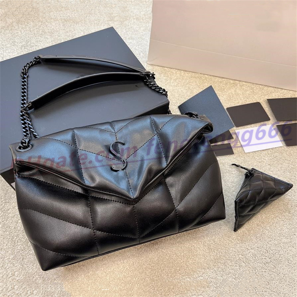 

Top designers LOULOU womens quilted shoulder bag fashion chain genuine leather shoulder bags totes crossbody bag handbags black purses Clutch Bags wallet, 1-white