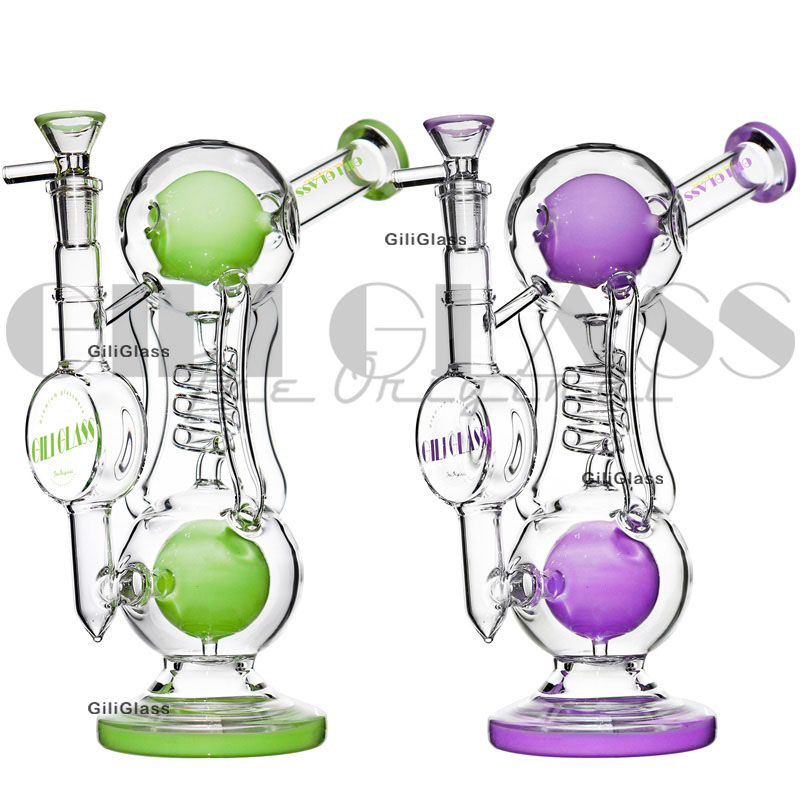 

10 inches recycler hookah Glass ball burner pipe bong dab rig water bongs herb oil rigs pipes water quartz banger bubbler smoking accessories bowl