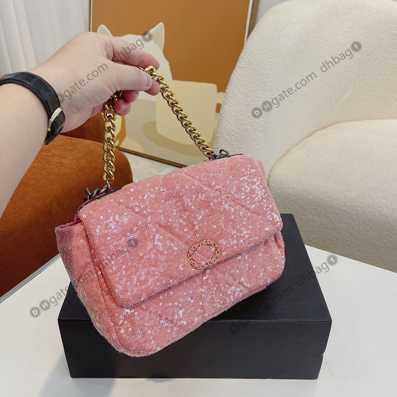 

Shiny Jumbo French 19 Quilted Tote Bag Women Sequins Classic Gold Hardware Designer Handbags Luxuey Crossbody Wallet Coin Purse Multi Pochette Sacoche 25cm/30cm, Blue 25cm