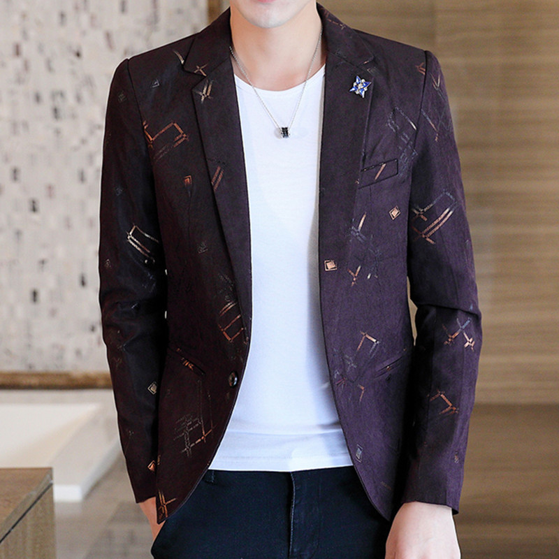 

Men's Suits Blazers Men's Youth Fashion Casual Slim High End Printing Suit Blazers Male High Quality Banquet Jacket Coat 221008, Blue