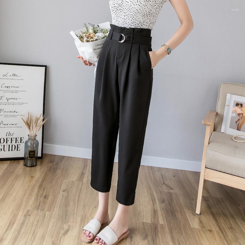 

Women' Pants Women Spring Summer Female Fashion Solid Elastic High Waist Casual Trousers Loose Harem Sweatpant Pant NS4287, Black