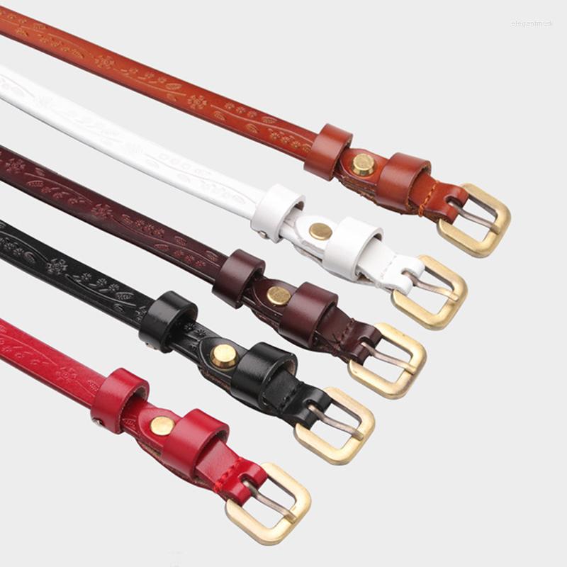 

Belts Woman Print Floral Leather Genuine Belt Buckle Pin Female Vintage Waistband Jeans Sash Strap GiftWoman, Black