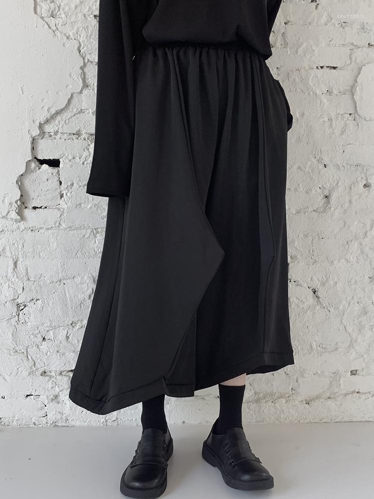 

Women' Pants Women' Loose Stitched Leg 2022 Wide Personality Front And Rear Three-Dimensional Design Vertical Black Casual