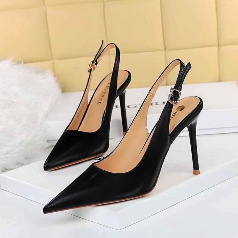 

Dress Shoes 2022 Summer Women 9.5cm High Heels Crystal Sandals Lady Stripper Fetish Slingback Red Sandles Plus Size 43 Nightclub, Black