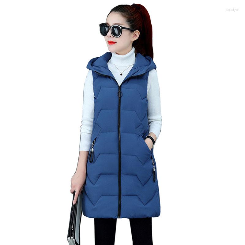 

Women's Vests Ladies Waistcoat Autumn Winter Women Down Cotton Thickened Warmth Plus Size Loose Hooded Female Coat Vest F095, Black