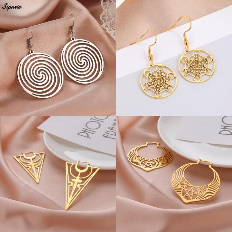 

Dangle Earrings Sipuris Witchcraft Gothic Style Geometric Triangle Stainless Steel For Women Vintage Jewelry Accessories Gift