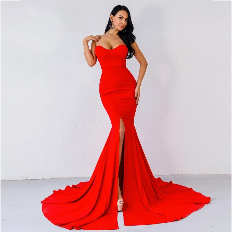

Party Dresses PAFFAS Mermaid Sexy Strapless Satin Evening Dress Sweetheart Neck Formal Prom Gown Floor Length Robe De Cocktail, Black