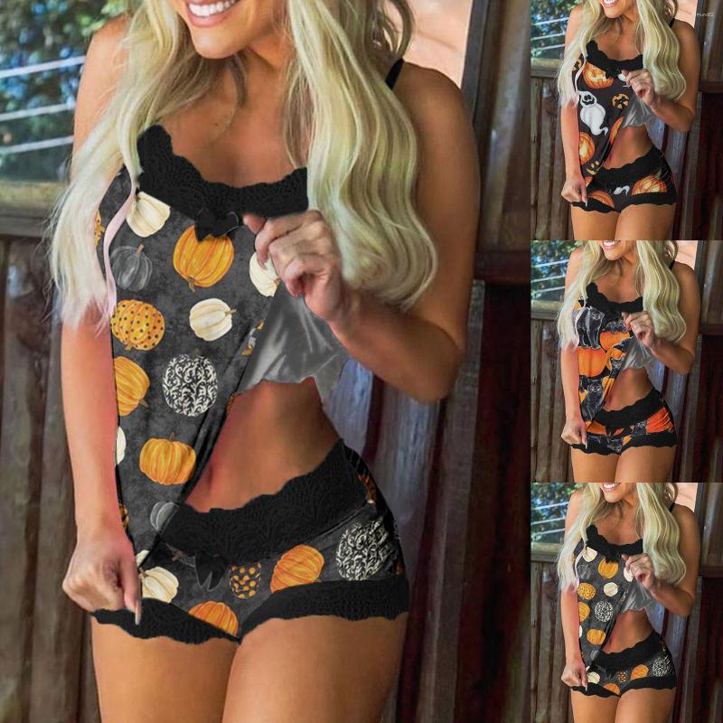 

Women' Sleepwear Junior Pajamas Pajama For Women Lingerie Lace Trim Nightgown Tank Top BoyShorts Sexy 2 Piece Loungewear Set, Black