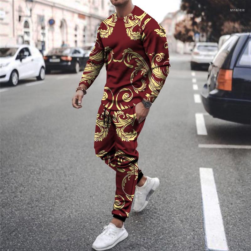 

Men' Tracksuits 2022 Men' Gold Luxury Retro Long Sleeve T-Shirt Suit Trend Hip Hop Skull 3D Print Sports Shirt Trousers 2 Piece, Tc1237