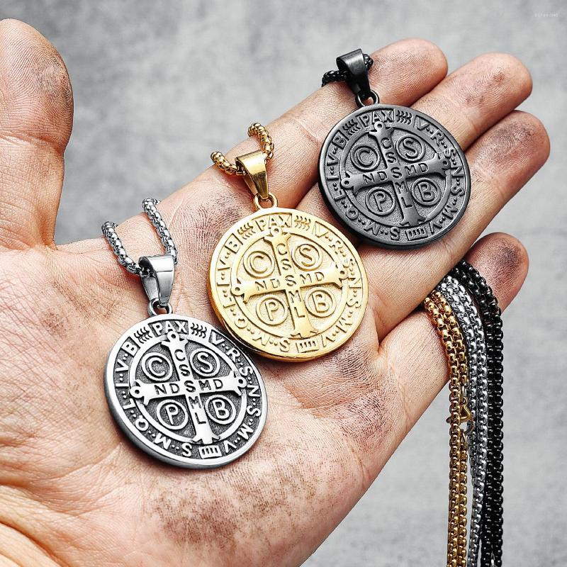 

Chains Exorcism Men Necklace CSPB Amulet 316L Stainless Steel Pendant Chain Religion Rock Punk Hip Hop For Male Jewelry Gift Wholesale