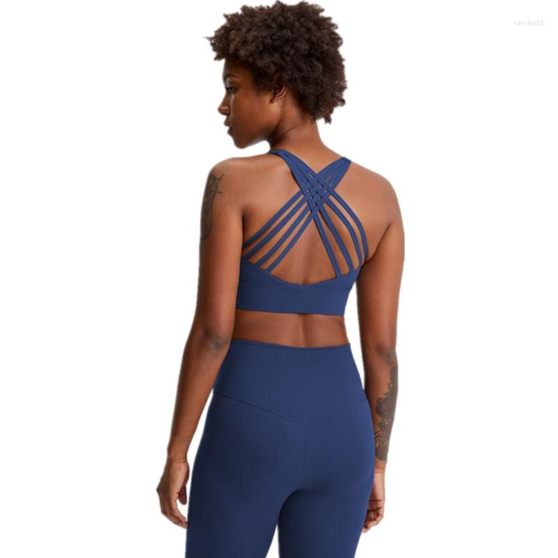 

Yoga Outfit 2022 Multiple Shoulder Straps Cross Shockproof Sports Bras Women Gym High-Quality Fitness Quick Dry Bra Crop Top, Black
