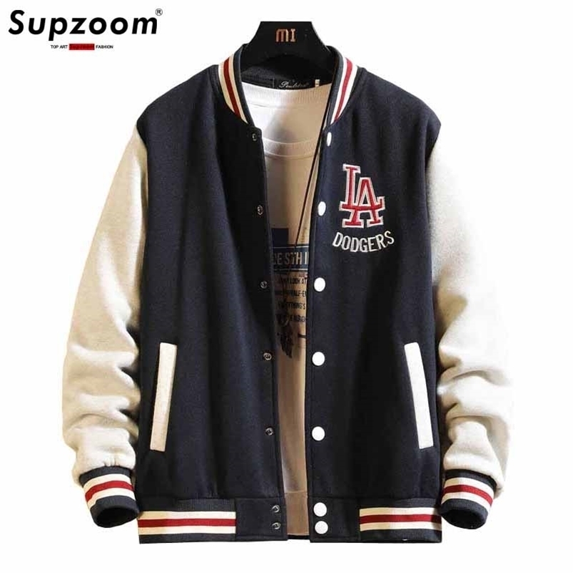 

Men' Jackets Arrival Preppy Style Cotton Thick Embroidery Rib Sleeve Bomber Jacket Brand Clothing Baseball Autumn Winter Casual 221010, Black