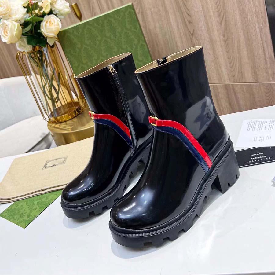 

New Leather Ankle Chelsea Boots platform Flat booties chunky half boot luxury designer High shoes for women Thick heeled Knight Boots Top quality, Box