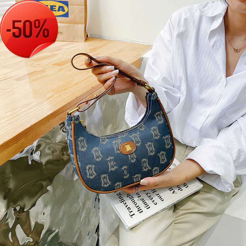 

Designer Bags New Autumn and Winter 2022 Women's Single Shoulder Underarm Denim Triumphal Arch French Leisure Crossbody Factory Direct Sale luxury handbags, Blue