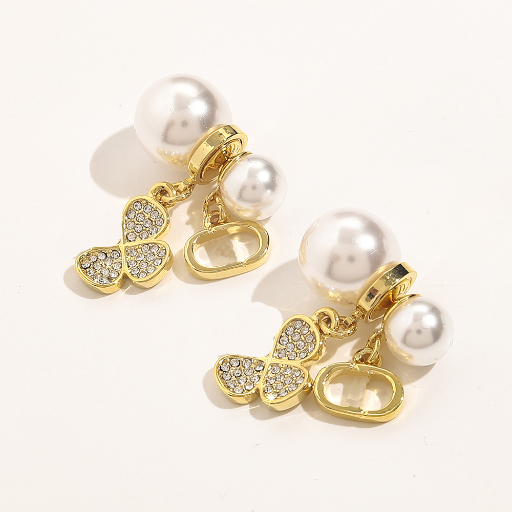 

Gold Designer Earrings Stud Fashion Pearls Letter Pearl Earings Personality Planet Creative Hanging Jewelry lovely pendant Versatile foundation gift for Women