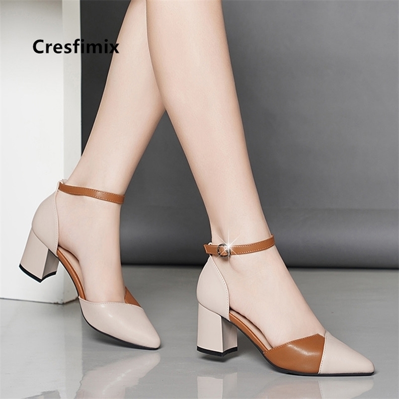 

Dress Shoes Cresfimix sapatos azuis women cute sweet buckle strap high heel pumps ladies casual black pu leather shoes a5777 221010