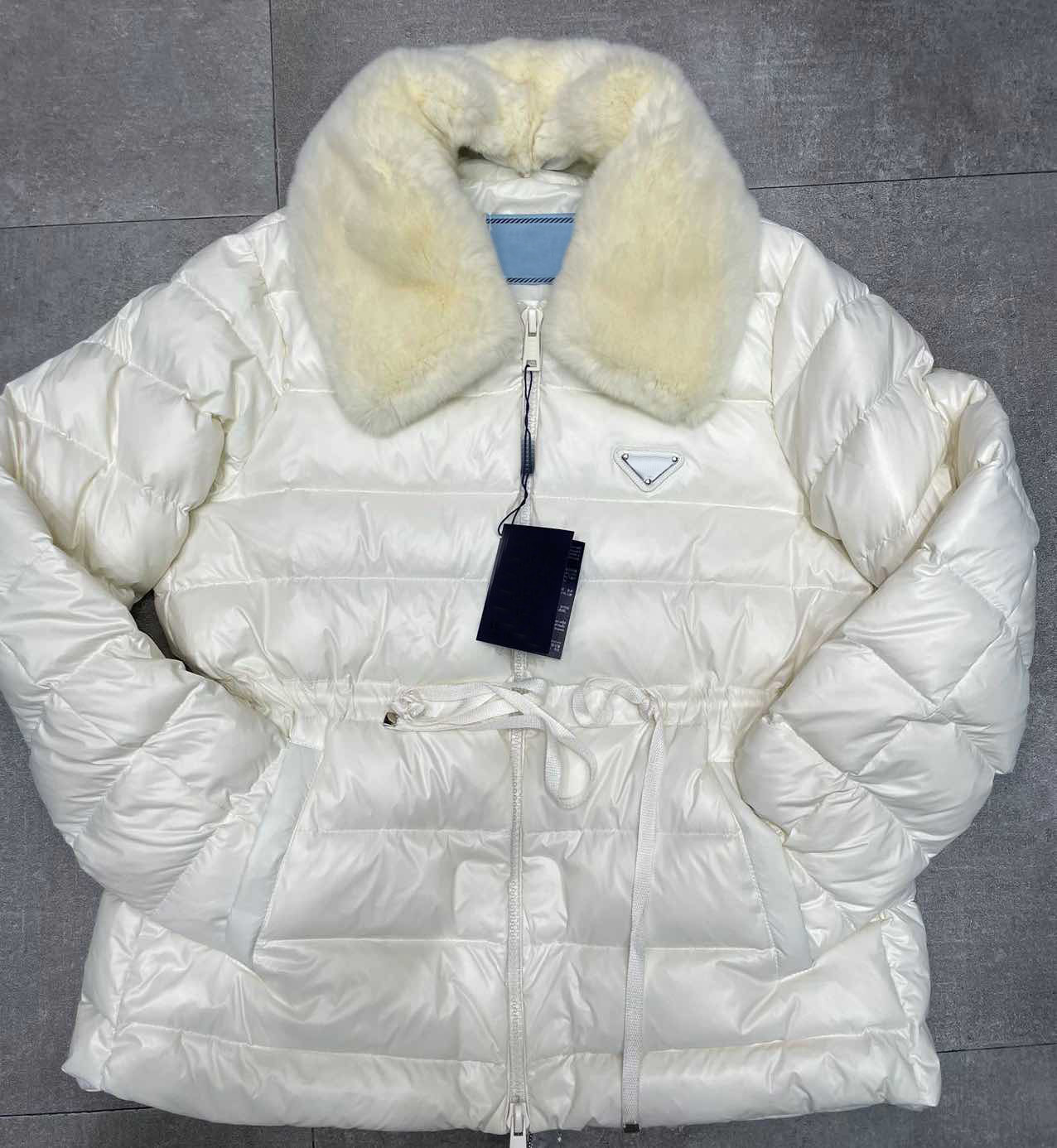 

Womens Fur Down Coats Jacket Short parker Puffer Collar Waistband Gentle Warm Winter Parkas -L, Make up for difference