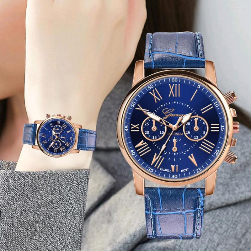 

Wristwatches Fashion Women Leather Band Quartz Analog Wrist Watch Rhinestone Ladies Bracelet Set, White