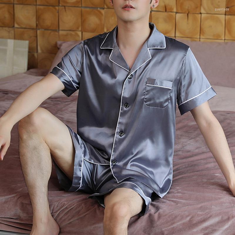 

Men's Sleepwear Mens Silk Satin Pajamas Pyjamas Short Set Loungewear Summer Pajama Sets Shorts Pants Sleep Wear Pijamas Pyjama, Color 3
