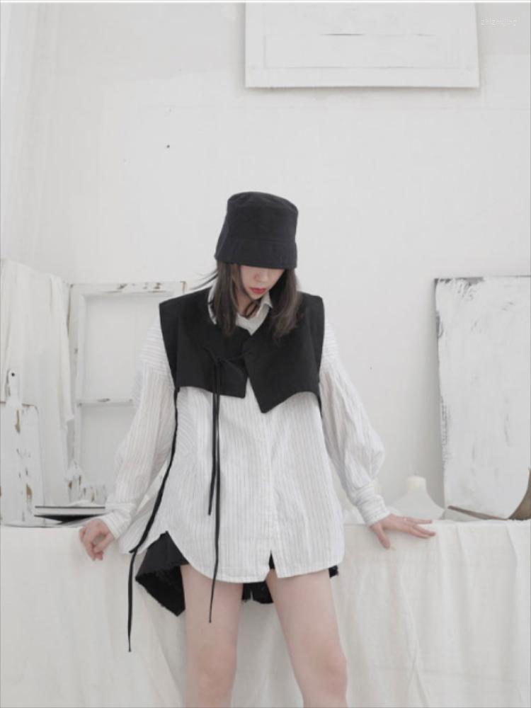 

Women' Vests Ladies Fashion Vest Spring And Autumn Solid Color V-Neck Personality Drawstring Half Back Style Irregular Asymmetrical, Black