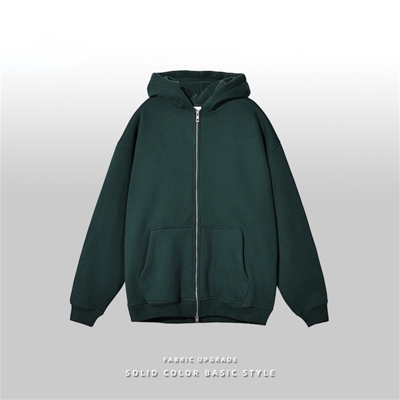

Men's Hoodies Sweatshirts Winter Autumn High Quality Heavy 360g Double-head Zipper Sweater Suit Brand Plus Velvet Jacket 221008, Black - sweater